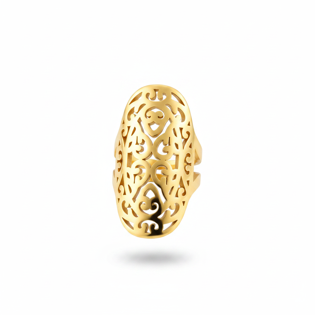 Bague Agathe, bague en acier inoxydable doré Peach Banana