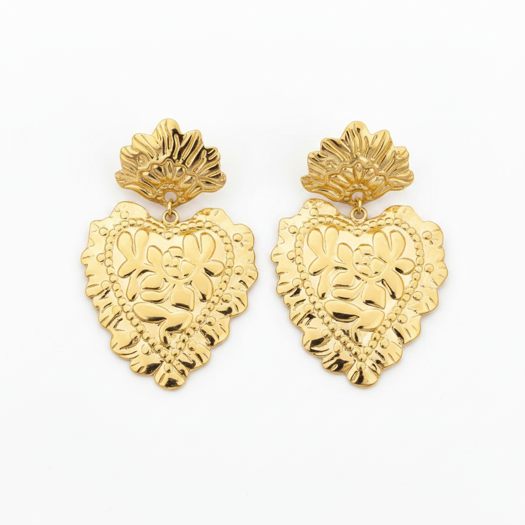 BO Cristina, boucles d'oreilles en acier inoxydable doré Peach Banana
