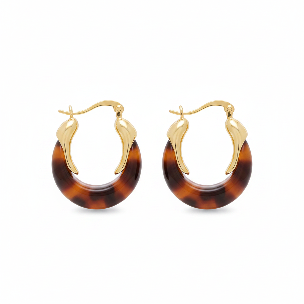 BO Jils, boucles d'oreilles en acier inoxydable doré Peach Banana – vue 2