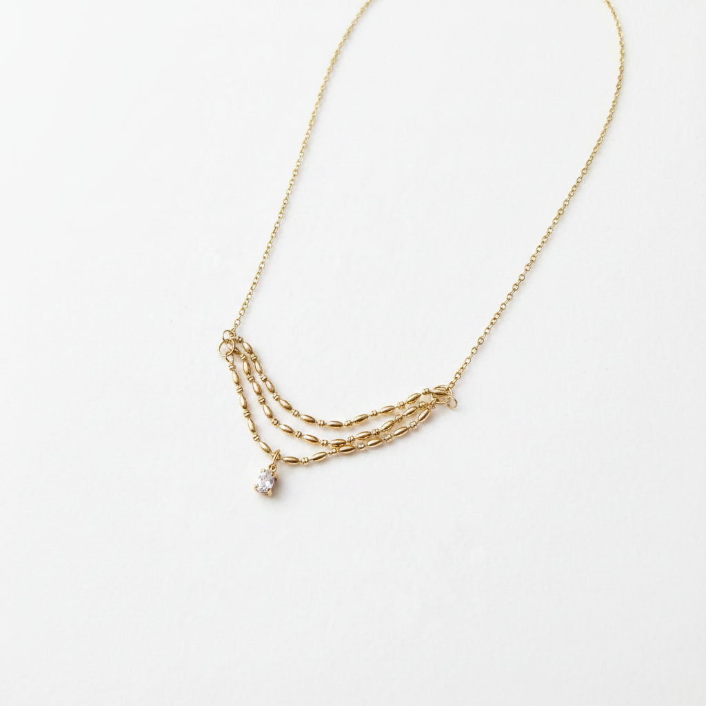Collier Coraline, collier en acier inoxydable doré Peach Banana