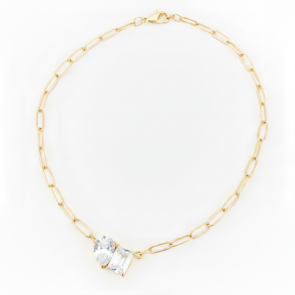 Collier Sparkling, collier en acier inoxydable doré Peach Banana
