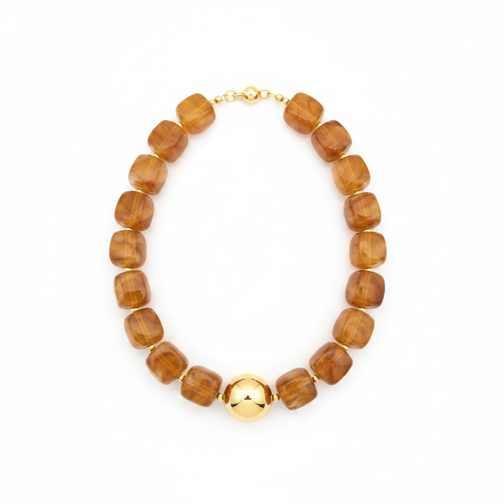 Collier Monaco, collier en acier inoxydable doré Peach Banana – vue 4