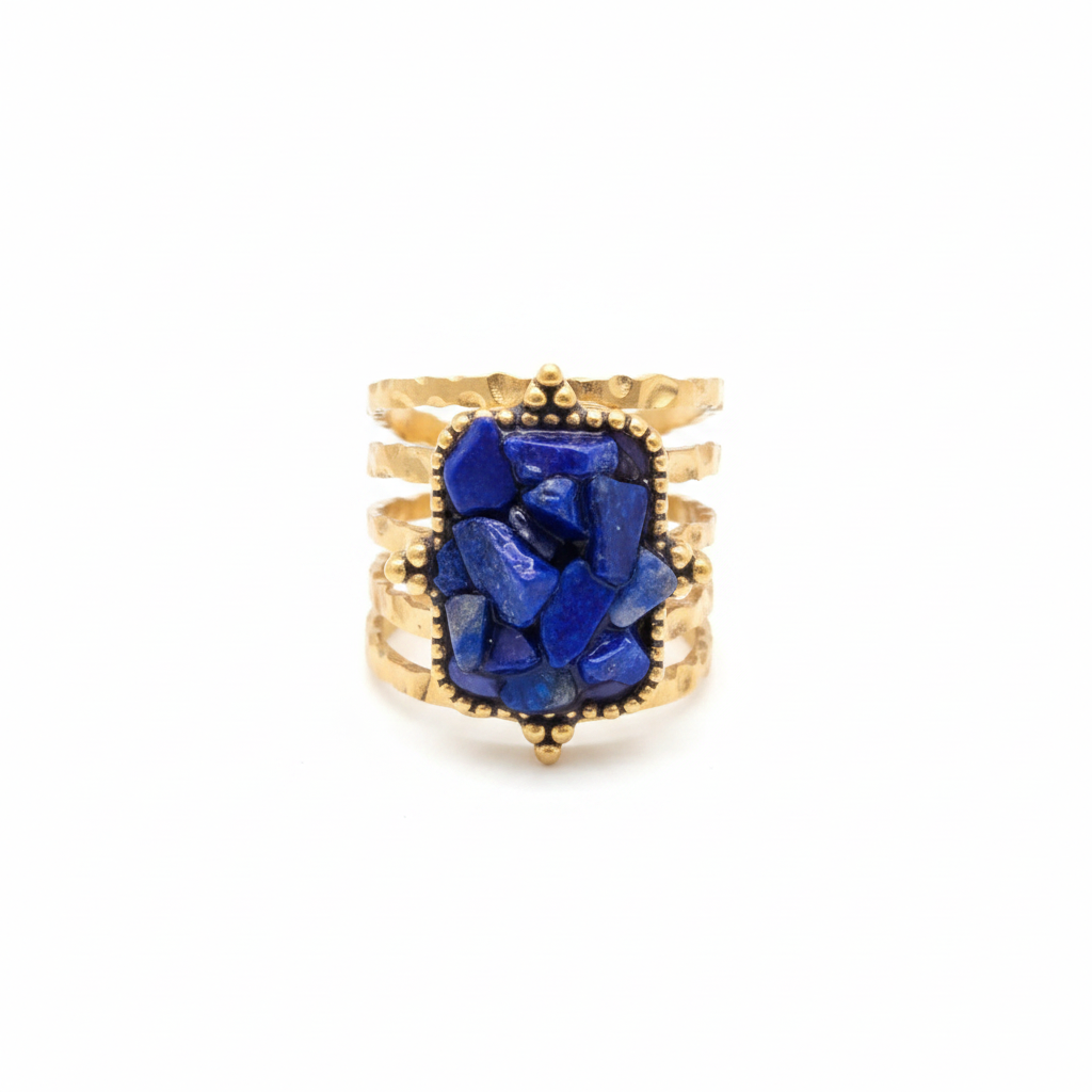 Bague pierre bleue – vue face