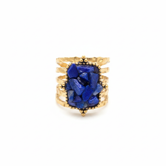 Bague pierre bleue – vue face