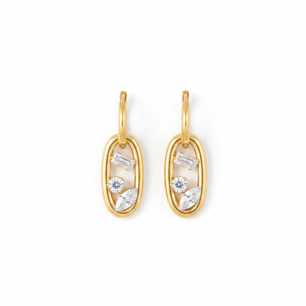BO Ashley, boucles d'oreilles en acier inoxydable doré Peach Banana