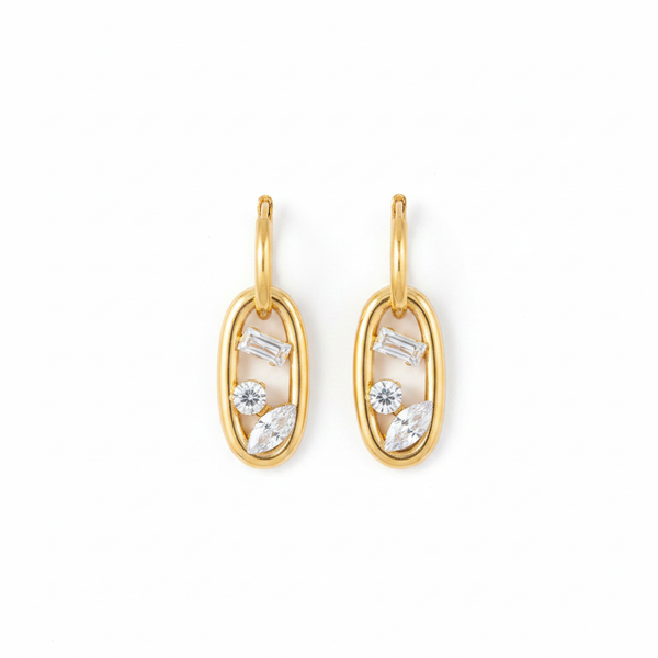 BO Ashley, boucles d'oreilles en acier inoxydable doré Peach Banana