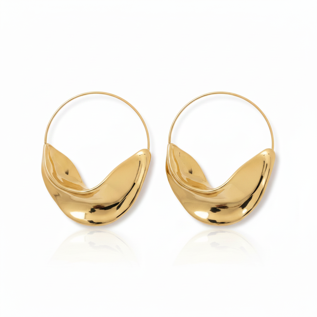 BO Créola, boucles d'oreilles en acier inoxydable doré Peach Banana