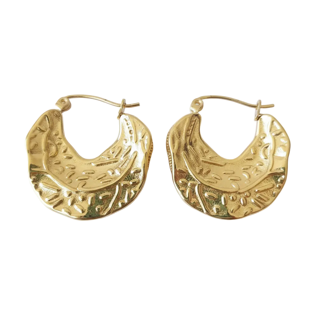 BO Elisa, boucles d'oreilles en acier inoxydable doré Peach Banana