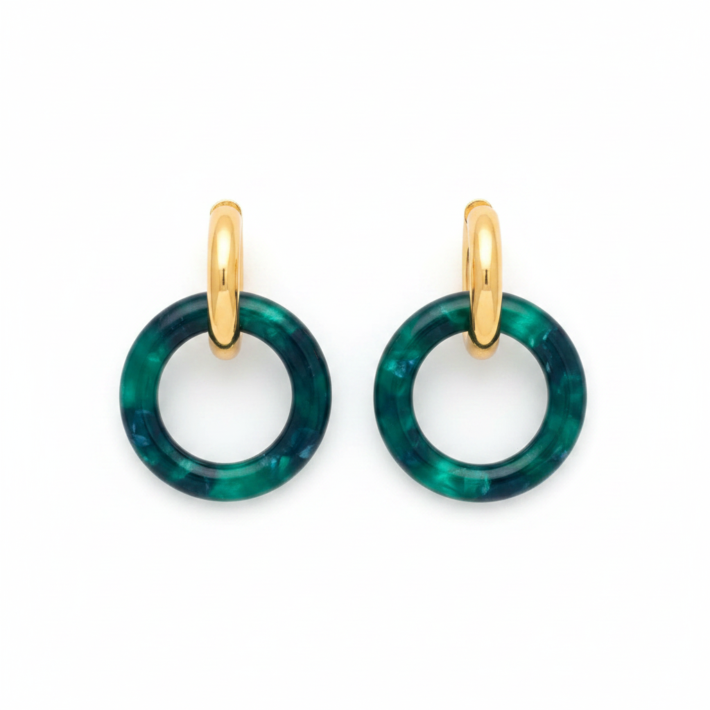 BO Gardénia rondes, boucles d'oreilles en acier inoxydable doré Peach Banana