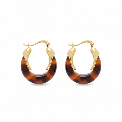 BO Jils, boucles d'oreilles en acier inoxydable doré Peach Banana – vue 2