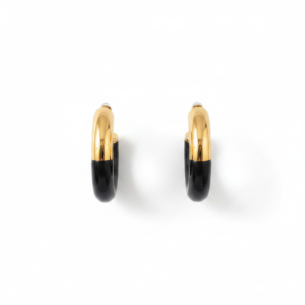 BO Médina, boucles d'oreilles en acier inoxydable doré Peach Banana
