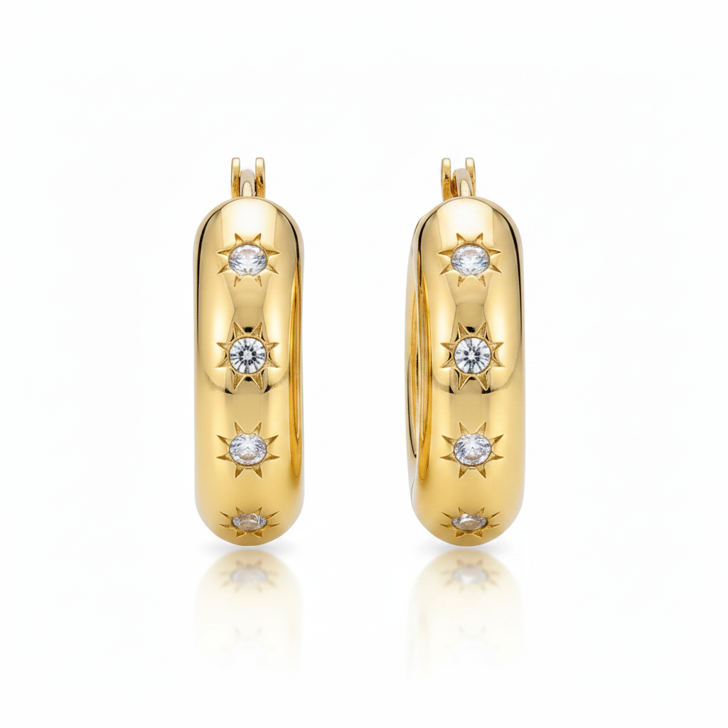 BO Siena, boucles d'oreilles en acier inoxydable doré Peach Banana