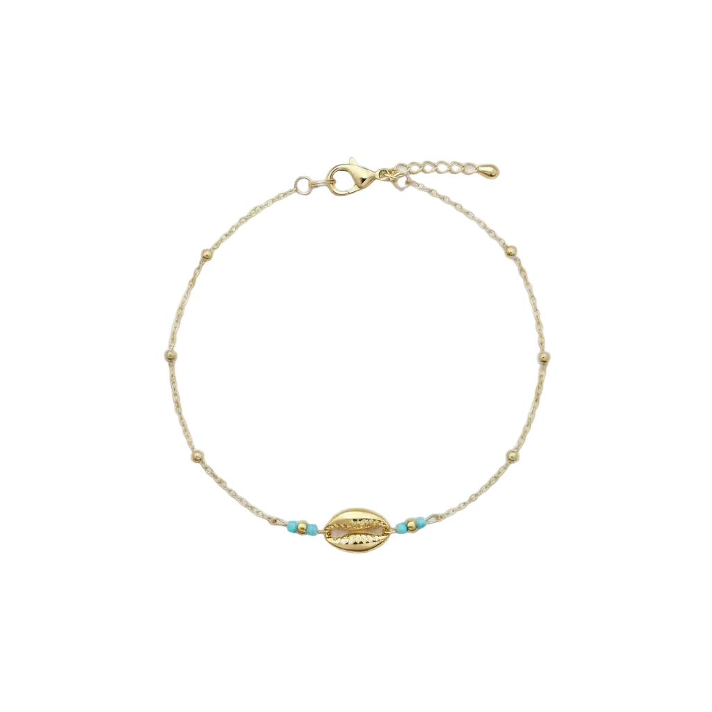 Bracelet cauris doré fond blanc