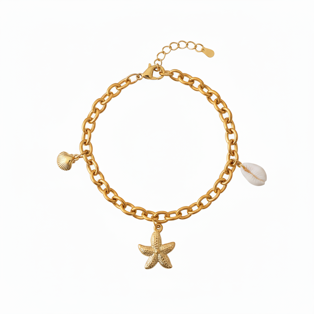 Bracelet Island, bracelet en acier inoxydable doré Peach Banana