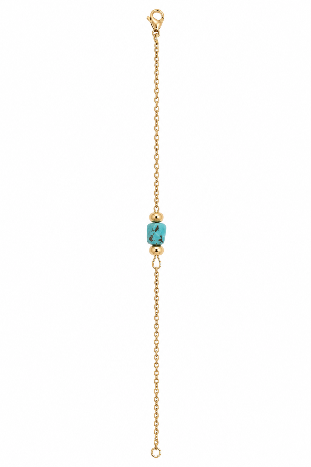 Bracelet à pierre turquoise sur fond blanc