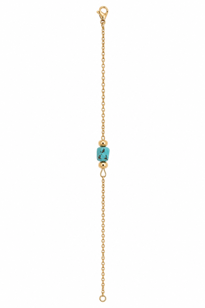 Bracelet à pierre turquoise sur fond blanc