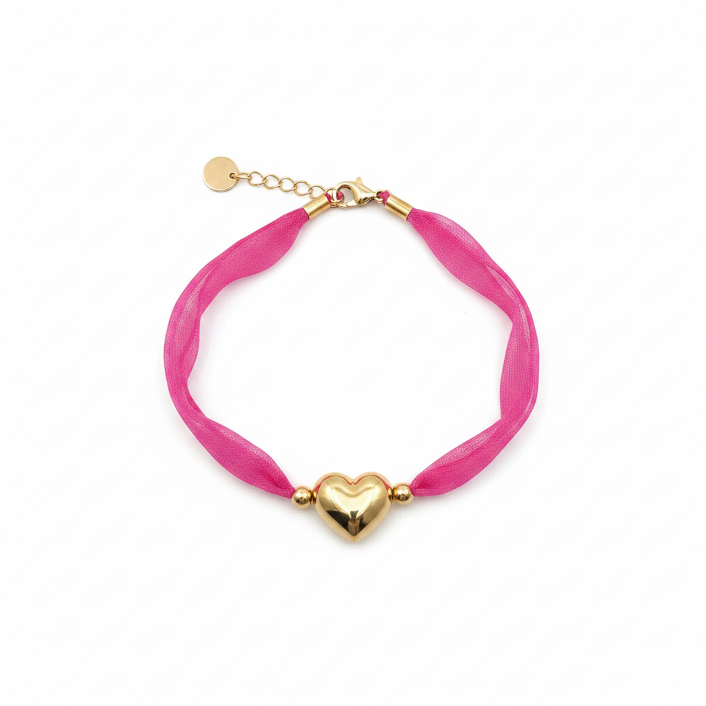 Bracelet Sweet Love rose fond blanc