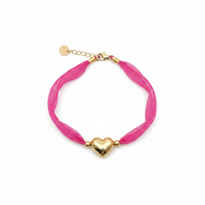 Bracelet Sweet Love rose fond blanc