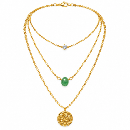 Collier 3 rangs mailles uniformes fond blanc