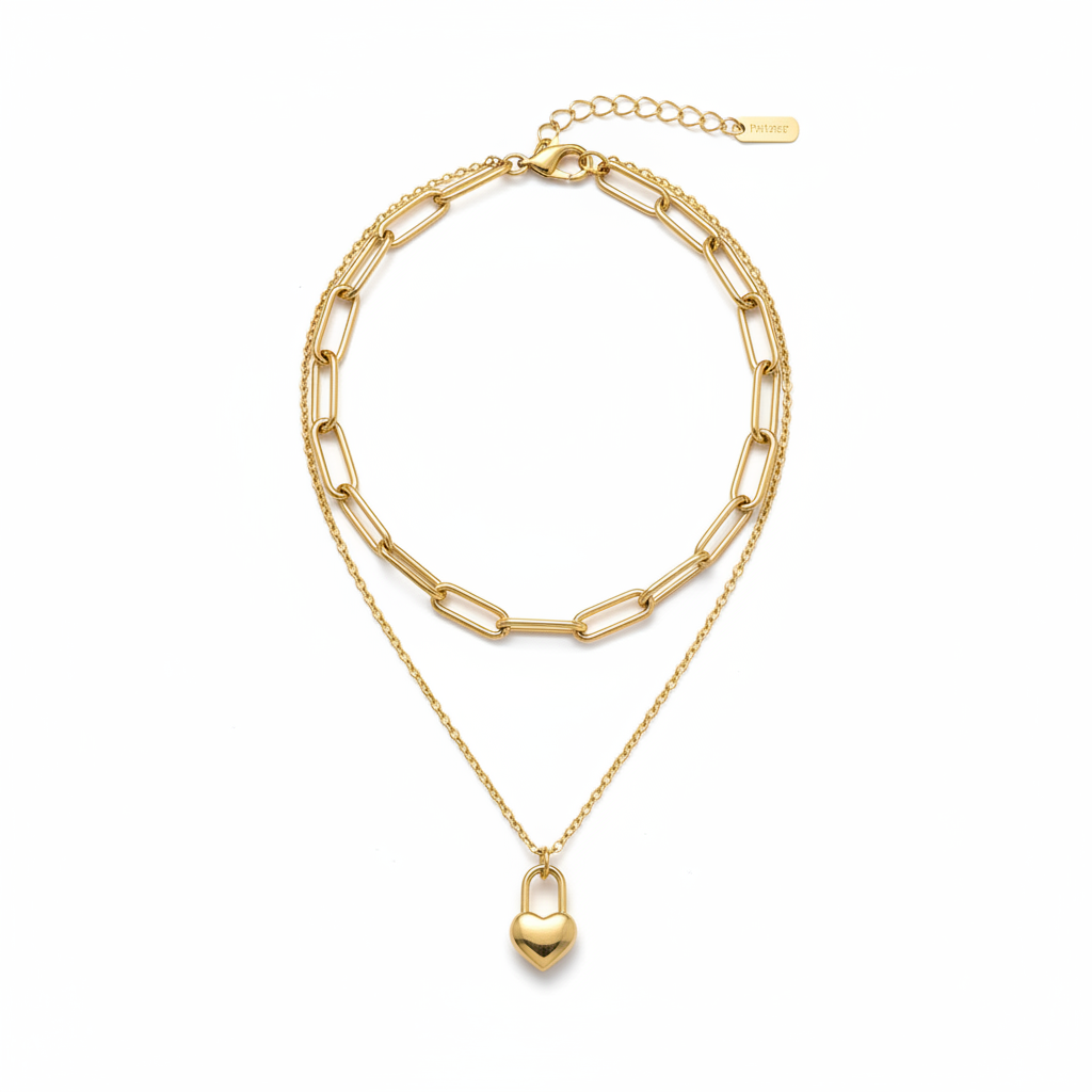 Collier Amaro, collier en acier inoxydable doré Peach Banana