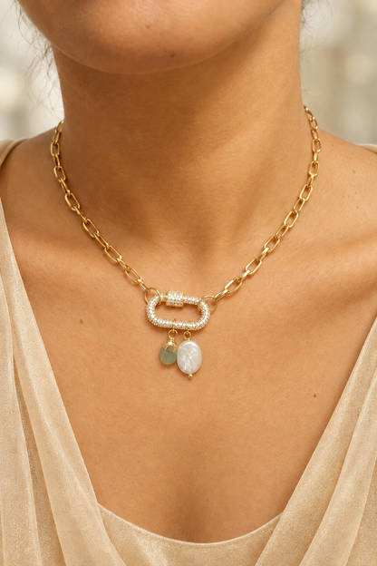 Collier avec aventurine et nacre rapprochées