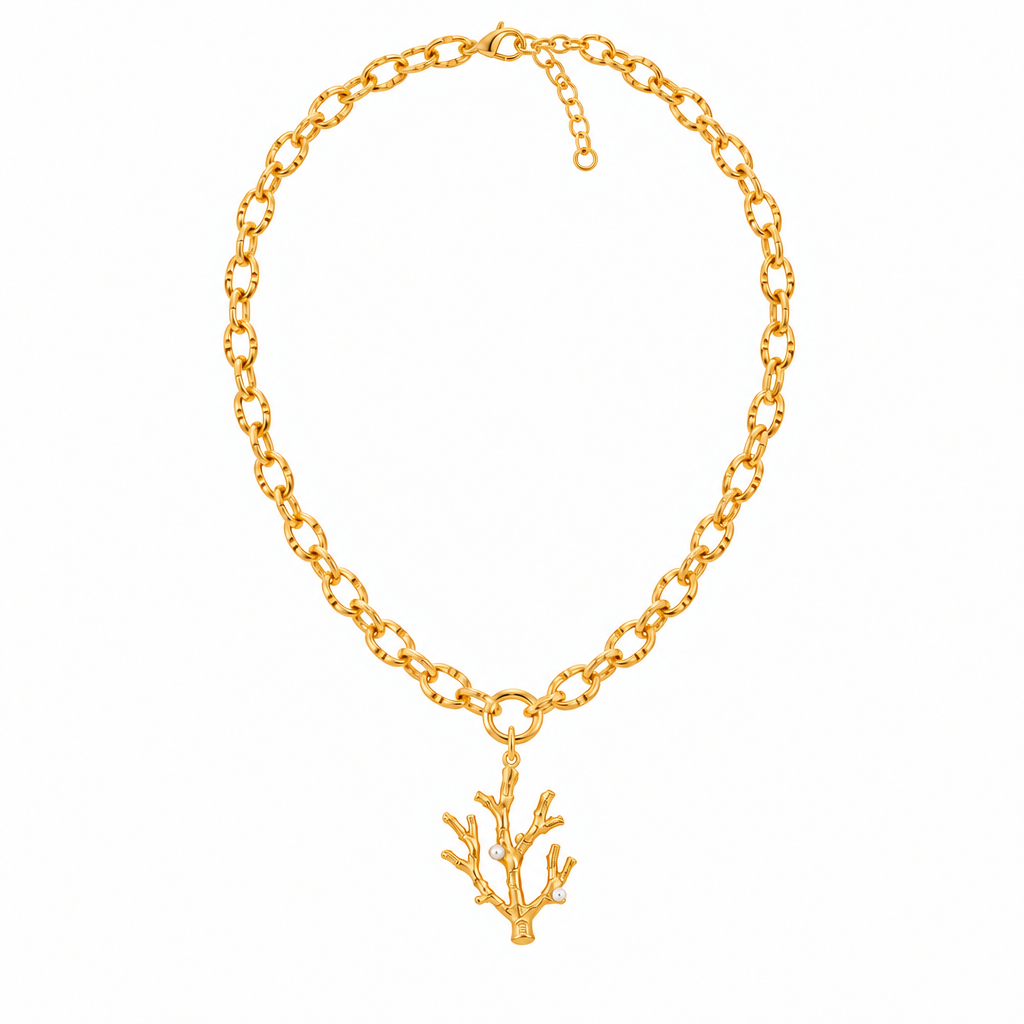 Collier corail avec deux perles placées comme sur l’original