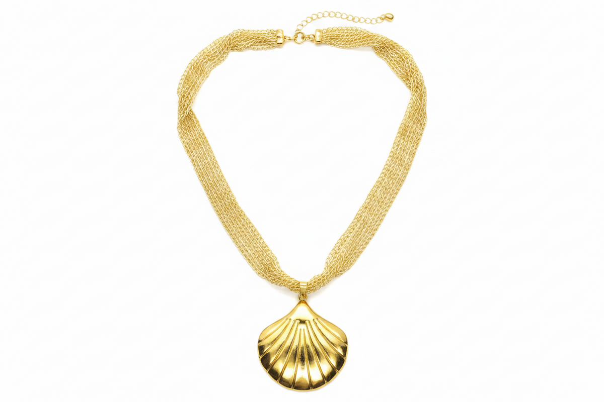 Colliers Key West, collier en acier inoxydable doré Peach Banana