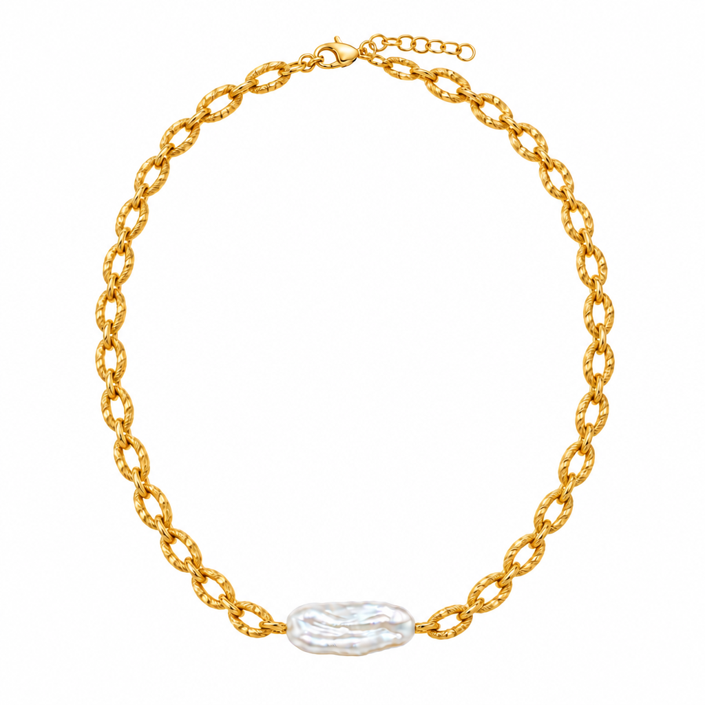 Collier à petites mailles torsadées et grosses mailles martelées