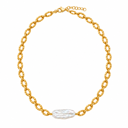 Collier à petites mailles torsadées et grosses mailles martelées