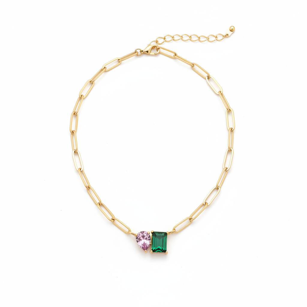 Collier Sparkling color, collier en acier inoxydable doré Peach Banana