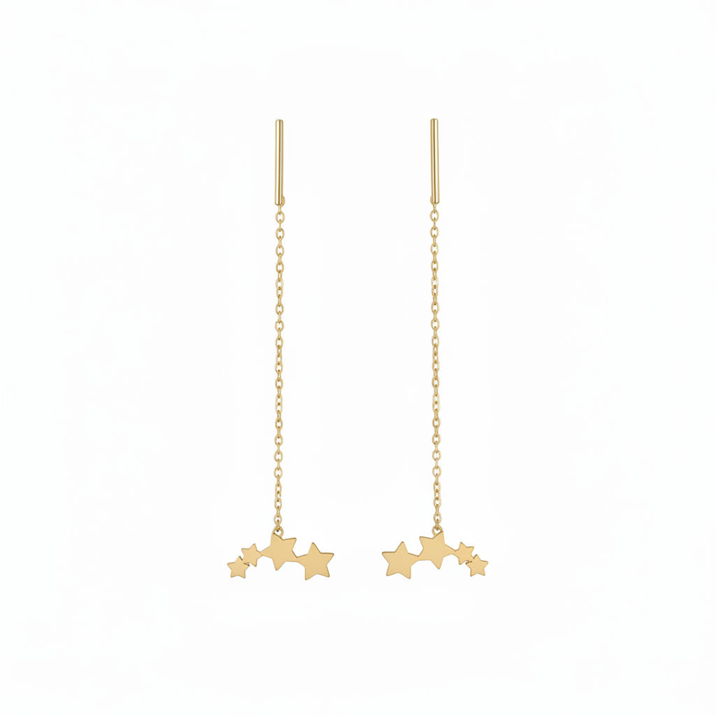 BO Étoiles filantes (longue), boucles d'oreilles en acier inoxydable doré Peach Banana