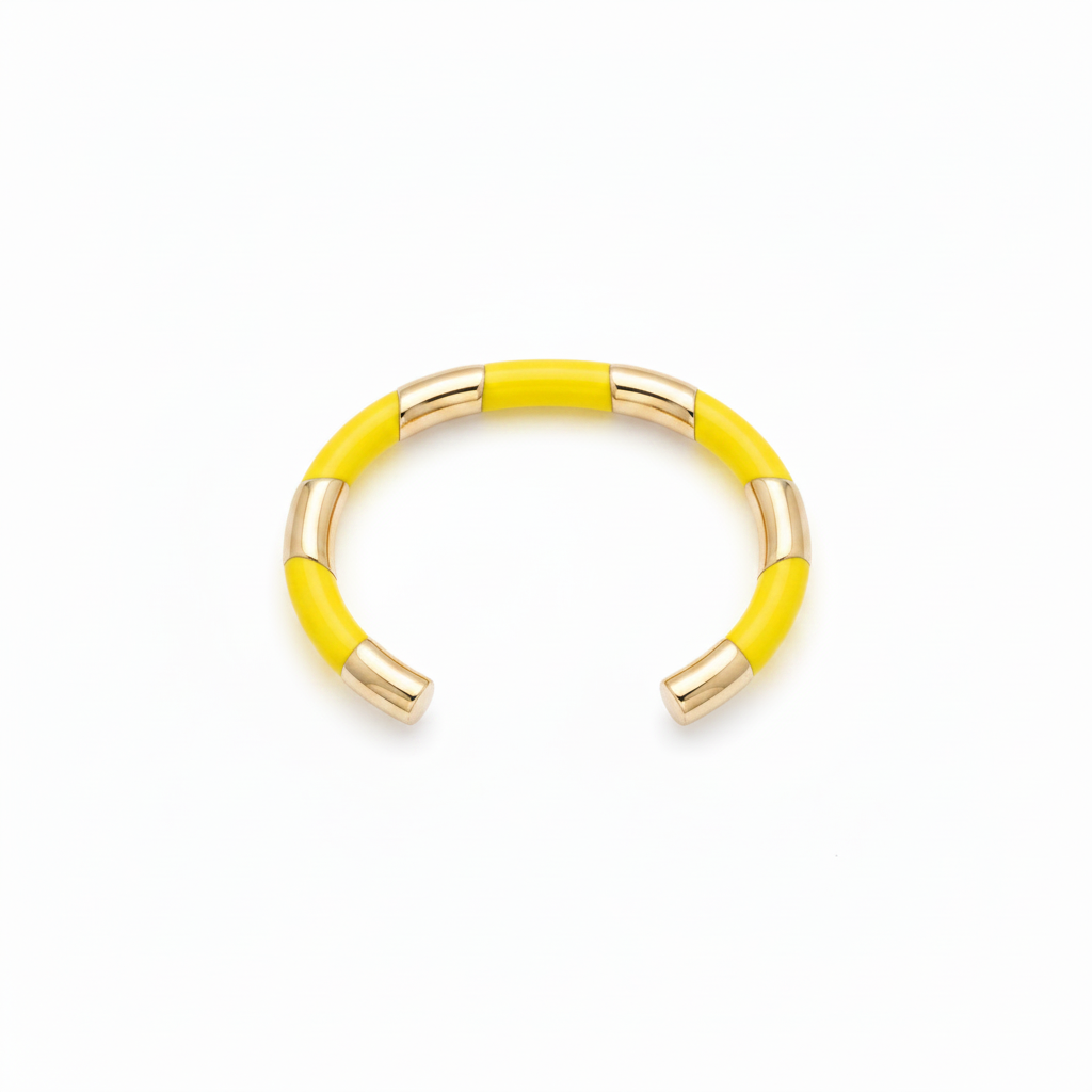 Jonc Candy, bracelet jonc en acier inoxydable doré Peach Banana – vue 2