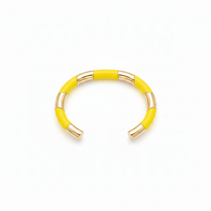 Jonc Candy, bracelet jonc en acier inoxydable doré Peach Banana – vue 2