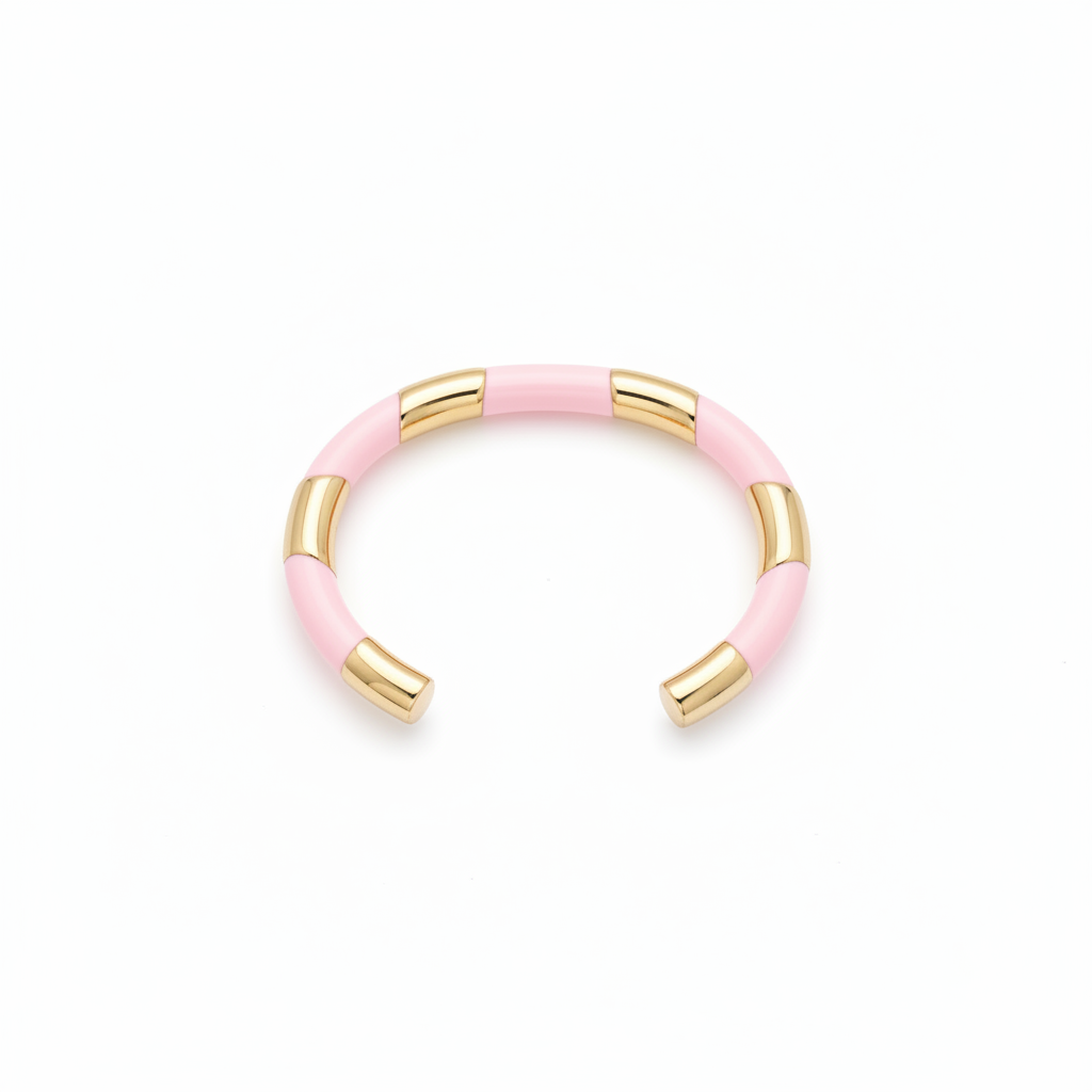 Jonc Candy, bracelet jonc en acier inoxydable doré Peach Banana – vue 4