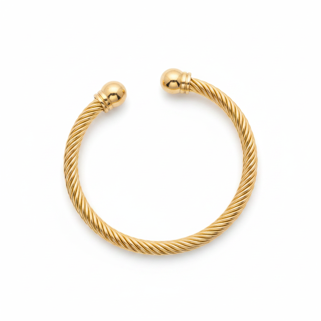 Jonc Melia, bracelet jonc en acier inoxydable doré Peach Banana