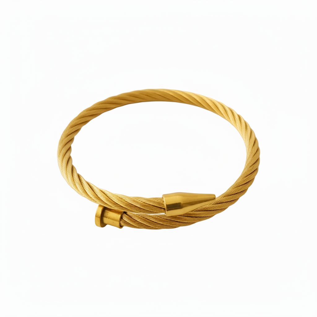 Jonc Nella, bracelet jonc en acier inoxydable doré Peach Banana