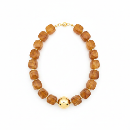 Collier Monaco, collier en acier inoxydable doré Peach Banana – vue 4