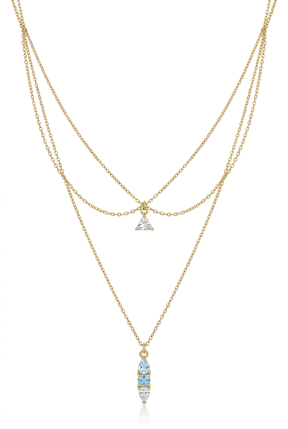 Retouche en cours : pendentif du bas avec deux pierres bleu ciel et la dernière blanche