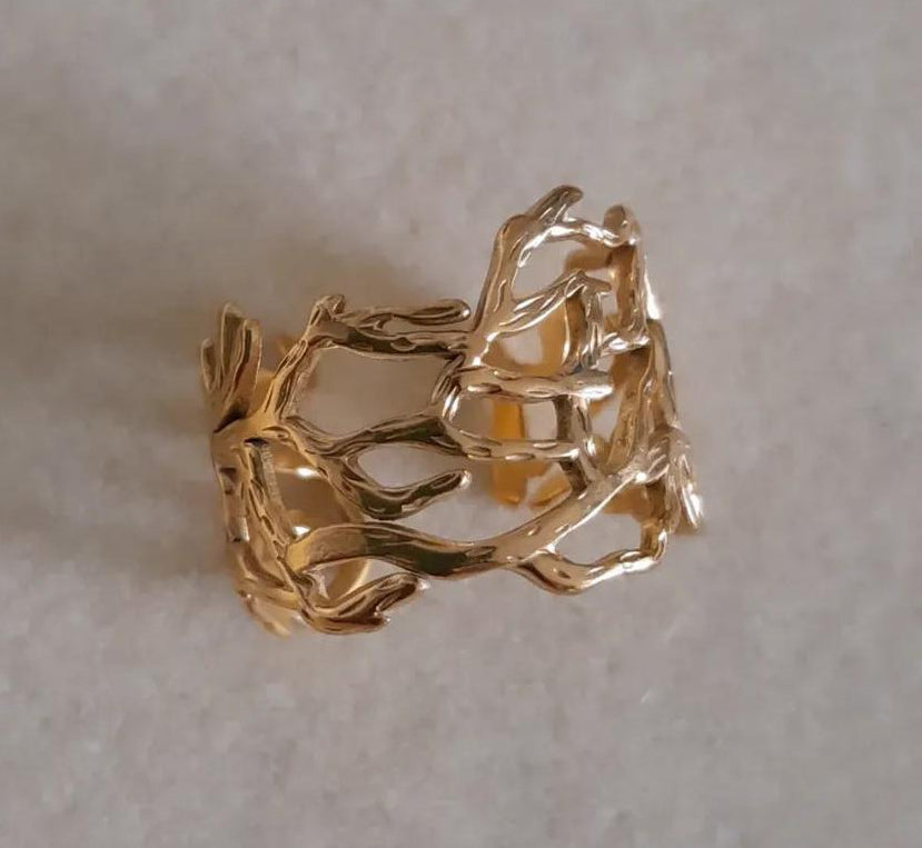Bague Corail, bague en acier inoxydable doré Peach Banana