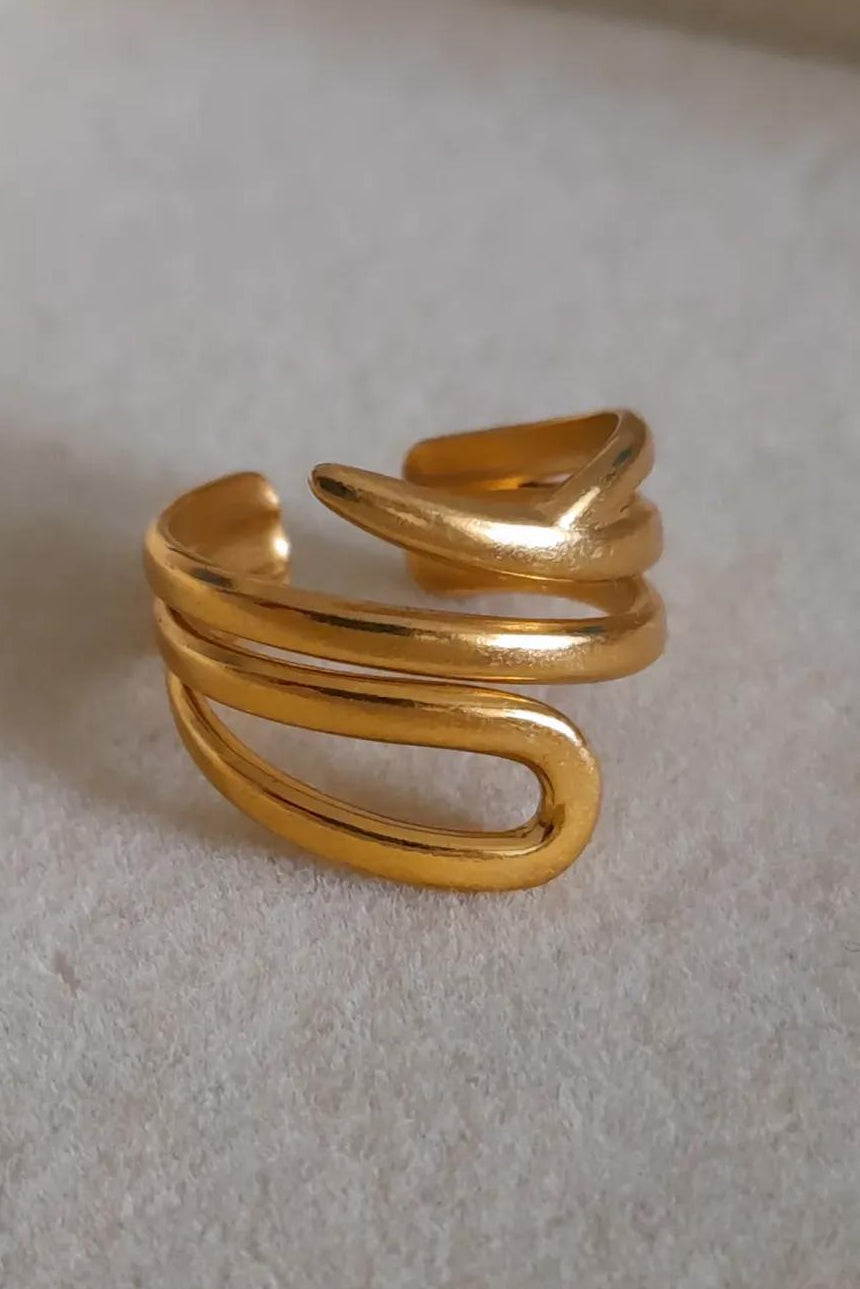 Bague Valeria, bague en acier inoxydable doré Peach Banana