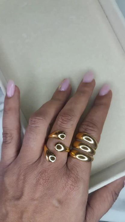 Bague Lí, bague en acier inoxydable doré Peach Banana – vue 3