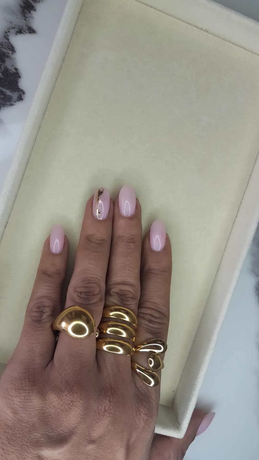 Bague Lí, bague en acier inoxydable doré Peach Banana – vue 4