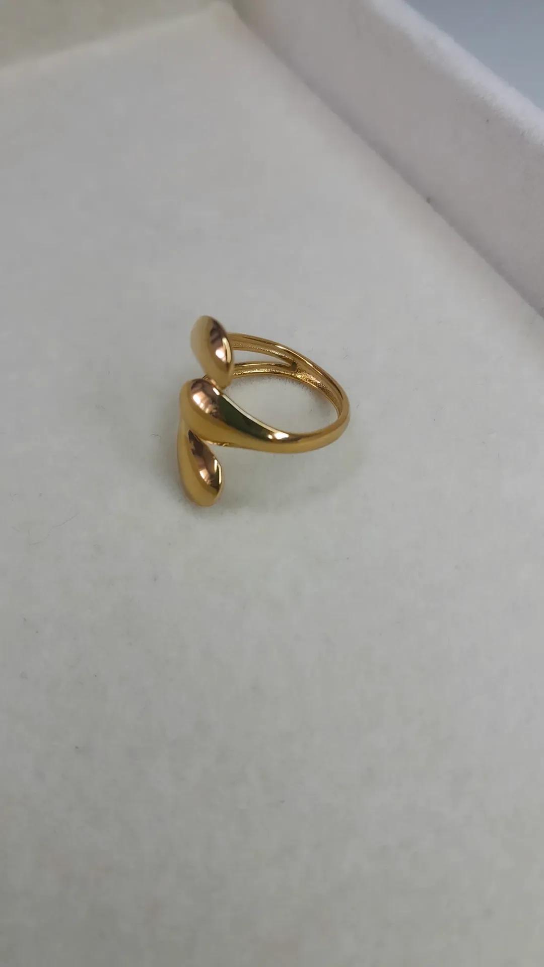 Bague Lí, bague en acier inoxydable doré Peach Banana – vue 2