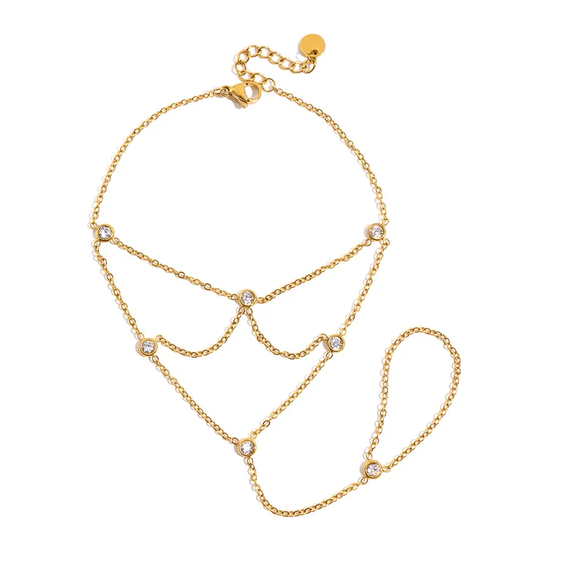 Chaîne de main Amara, bracelet en acier inoxydable doré Peach Banana