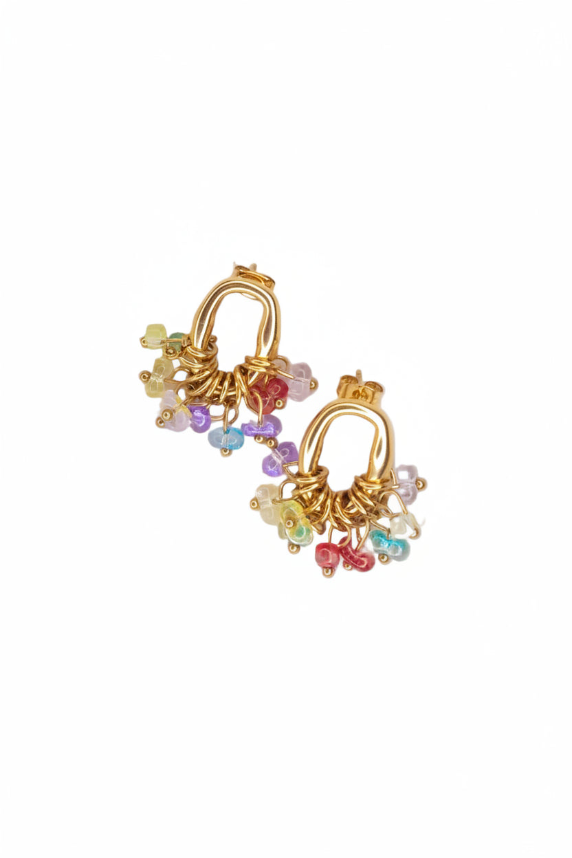 BO Wynwood, boucles d'oreilles en acier inoxydable doré Peach Banana – vue 2