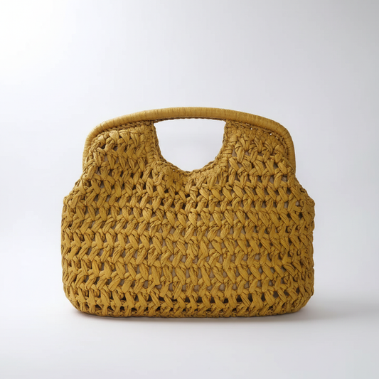 Sac raphia doré fond blanc